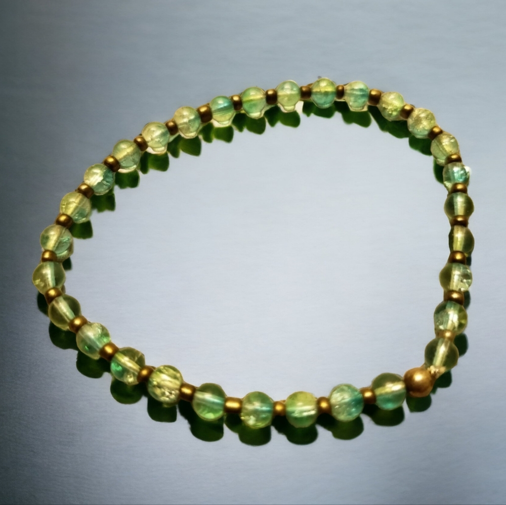 Aqua Blue/Metal Brown Beaded Friendship Bracelet